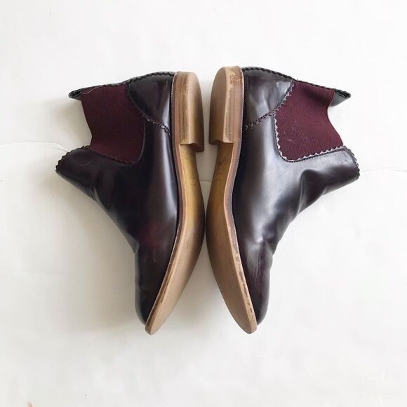 Zara wine faux leather chelsea boots VGUC - small scuff size 35 (3 youth) - Picture 2 of 8